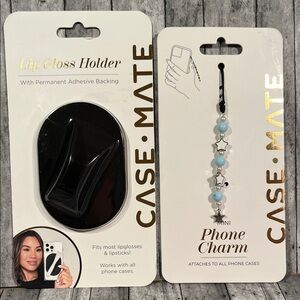 case-mate Black Lip Gloss Holder with Light Blue Beaded Phone Charm